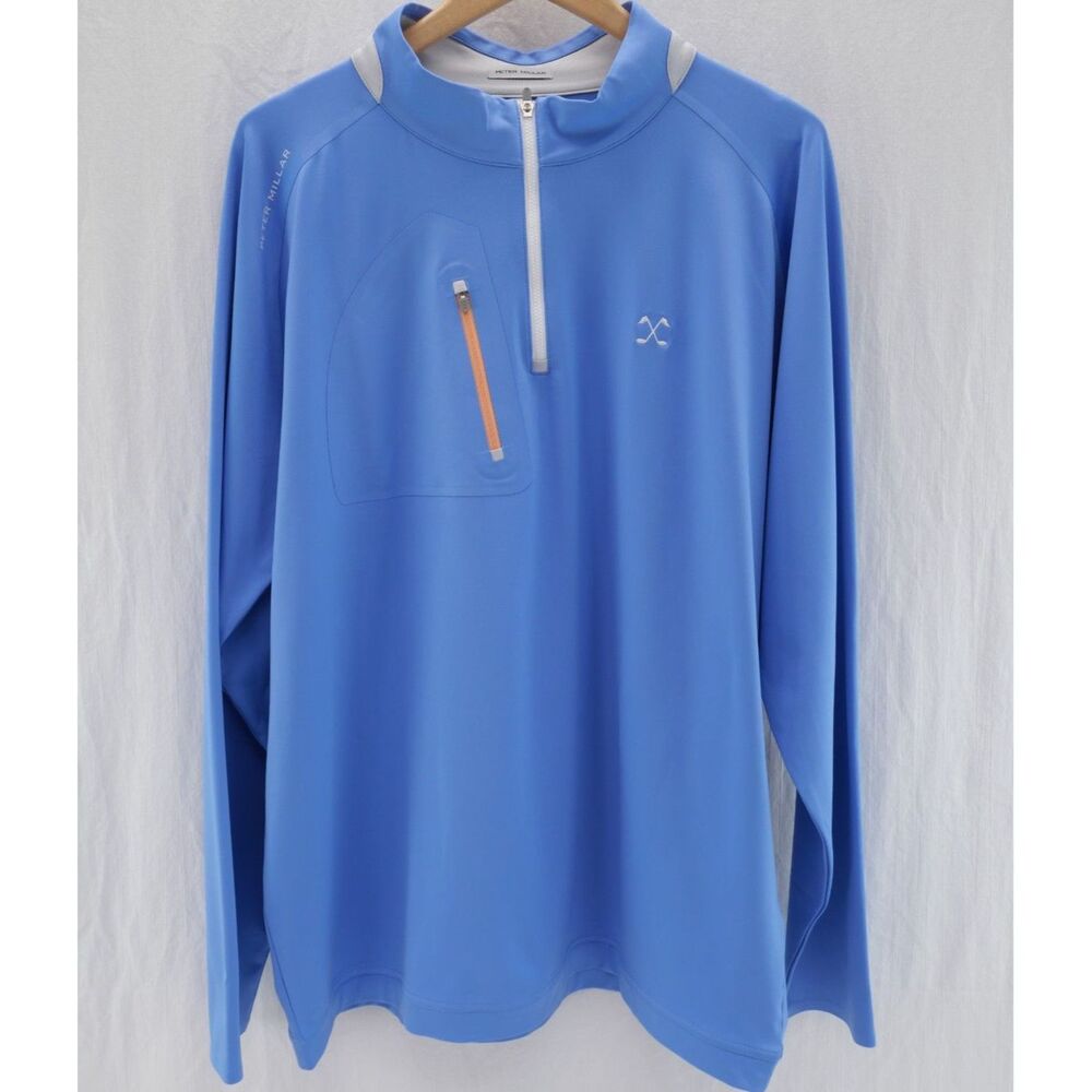 NWOT Peter Millar Performance 1/4 Zip Top | sz XXL, Light Blue Pullover